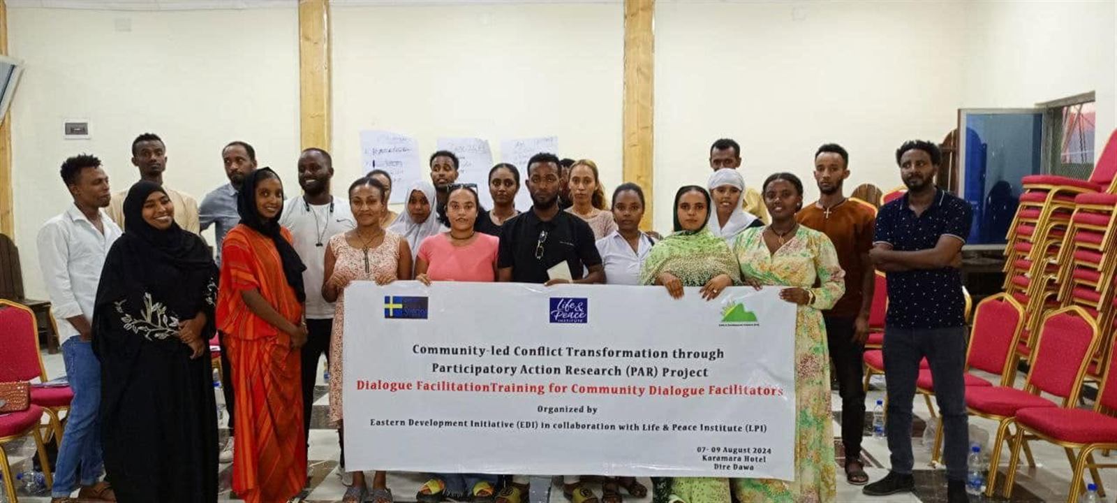 Event banner: Dialogue Facilitation Training for Community Dialogue Facilitators, August 7-9 2024, Karamara Hotel